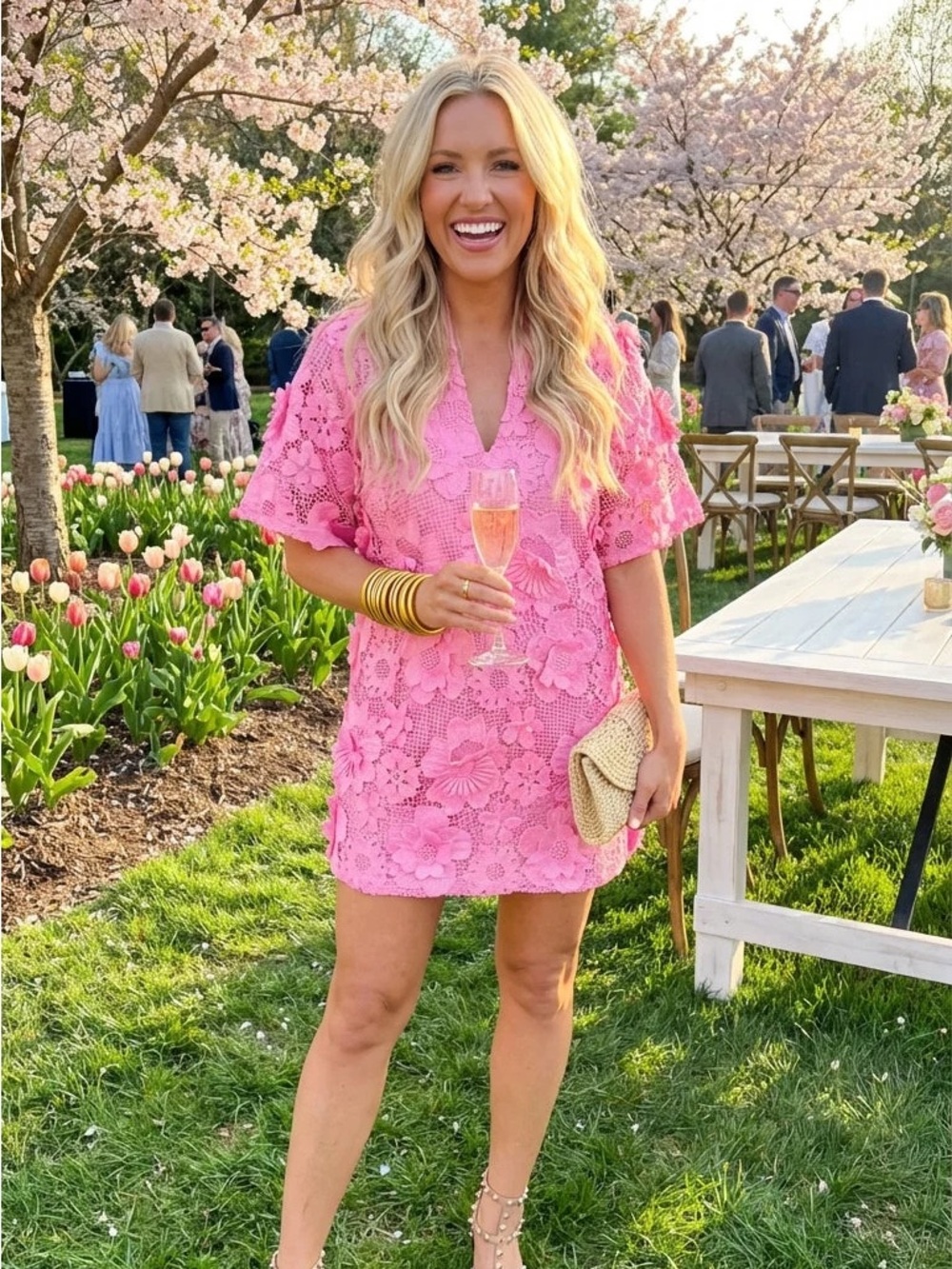 NWT Pink Lace Floral Shift Dress - Women